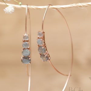 Labradorite Rose Gold, Gold Vermeil or Sterling Silver 925 Threader Earrings * Gemstone *Earrings * Labradorite * Handmade * Boho * BJE044C