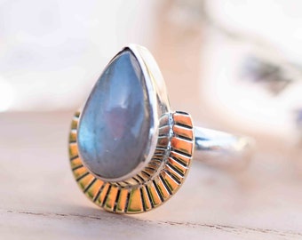 Labradorite Ring * Sterling Silver and Brass * Filigree * Handmade * Gemstone * Statement * Jewelry * Bycila * Gift For Her * BJR195