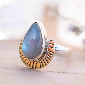 Labradorite Ring * Sterling Silver and Brass * Filigree * Handmade * Gemstone * Statement * Jewelry * Bycila * Gift For Her * BJR195