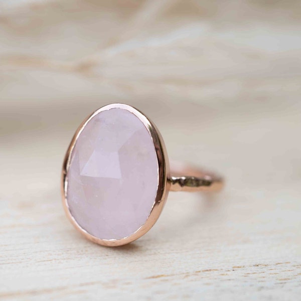 Rose Quartz Ring * Rose Gold Plated Ring * Statement Ring * Gemstone Ring * Pink * Bridal Ring * Wedding Ring *Organic Ring *Natural *BJR249