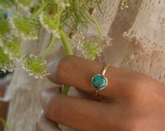 Turquoise Ring* Gold Vermeil Ring * Boho Ring* Blue Ring * Gypsy Ring * Handmade * Hippie * Gold Ring * Blue *Bohemian Jewelry BJR063