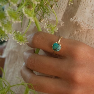Turquoise Ring Gold Vermeil Ring Boho Ring Blue Ring Gypsy Ring Handmade Hippie Gold Ring Blue Bohemian Jewelry BJR063 image 1