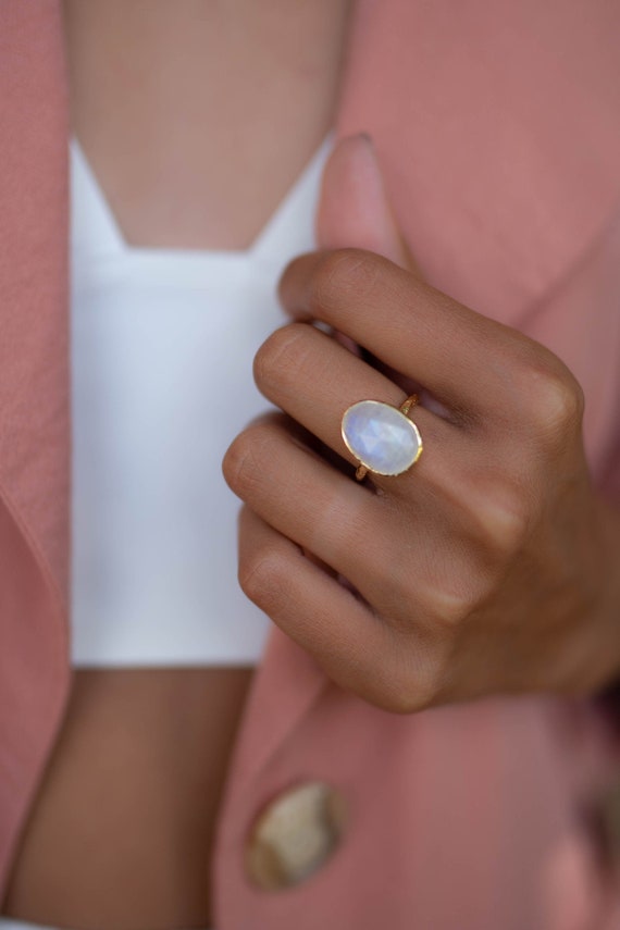 Buy Flower Engagement Ring Raw Moonstone Crystal-alternative Wedding Ring-floral  Plant Proposal Ring Bridal-nature Inspired Ring-twig Branch Online in India  - Etsy