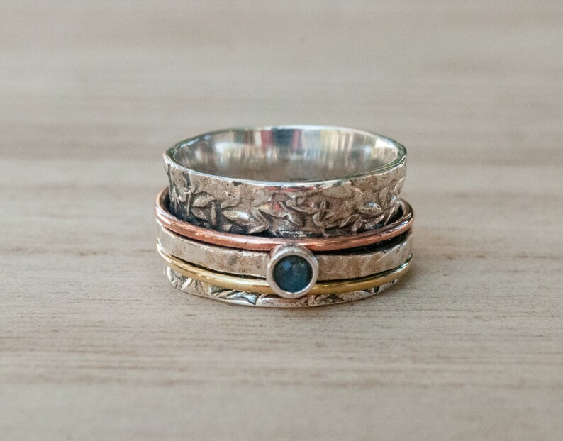 Meditation Ring Spinner Ring Spinning Ring Anxiety Ring Worry Ring Boho Ring Spin Ring Labradorite Statement Ring BJS002 image 3