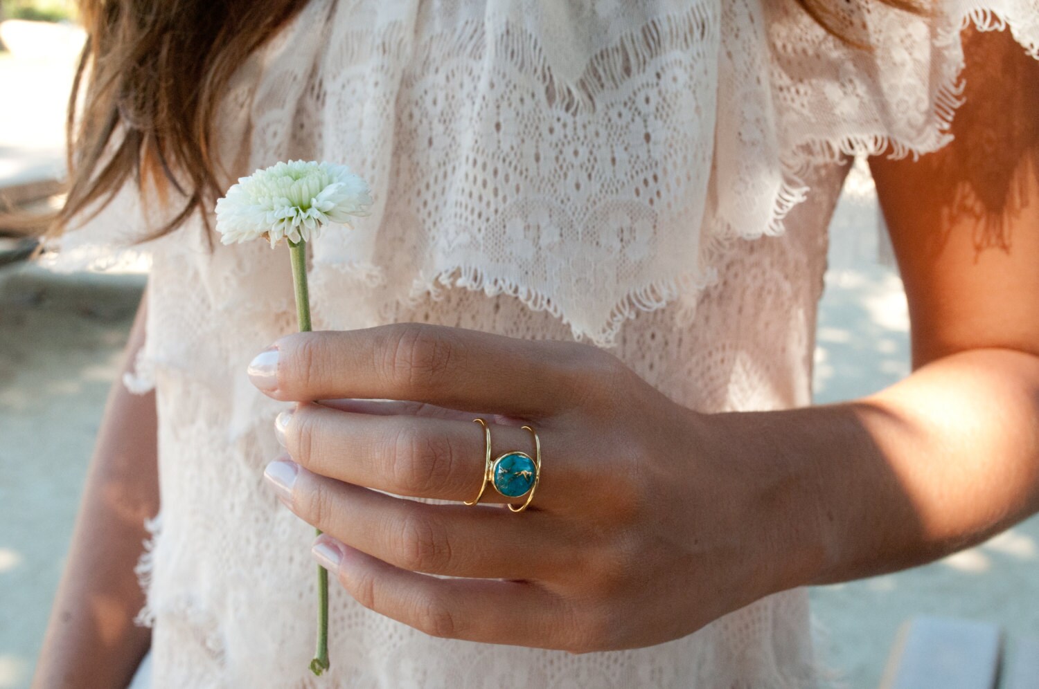 Sieraden Ringen Statementringen ByCila*Blue Ring *BJR001 Turquoise Ring*Gold Ring*Statement Ring *Gemstone Ring *Copper Turquoise Ring* Natural *Organic Ring 