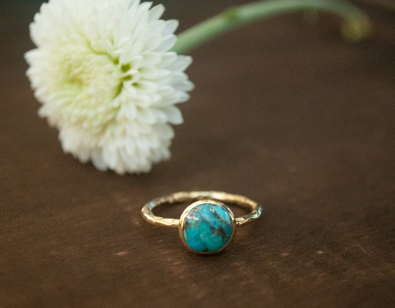 Turquoise Ring Gold Vermeil Ring Boho Ring Blue Ring Gypsy Ring Handmade Hippie Gold Ring Blue Bohemian Jewelry BJR063 image 2