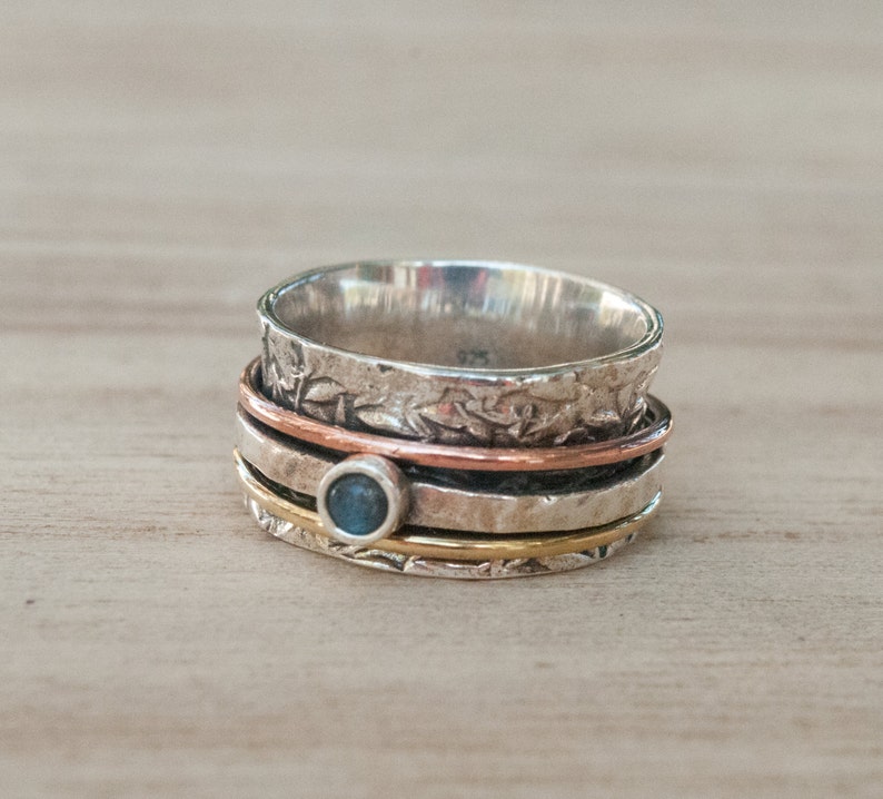 Meditation Ring Spinner Ring Spinning Ring Anxiety Ring Worry Ring Boho Ring Spin Ring Labradorite Statement Ring BJS002 image 2