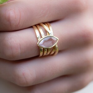 Rose Quartz Ring 18k Gold Plated Ring Statement Ring Gemstone Ring Pink ...