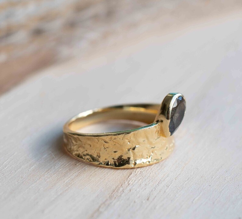 Rainbow Labradorite Ring Gold Ring Gemstone Gold Plated Statement Bridal Wedding Natural Handmade BJR291 image 5