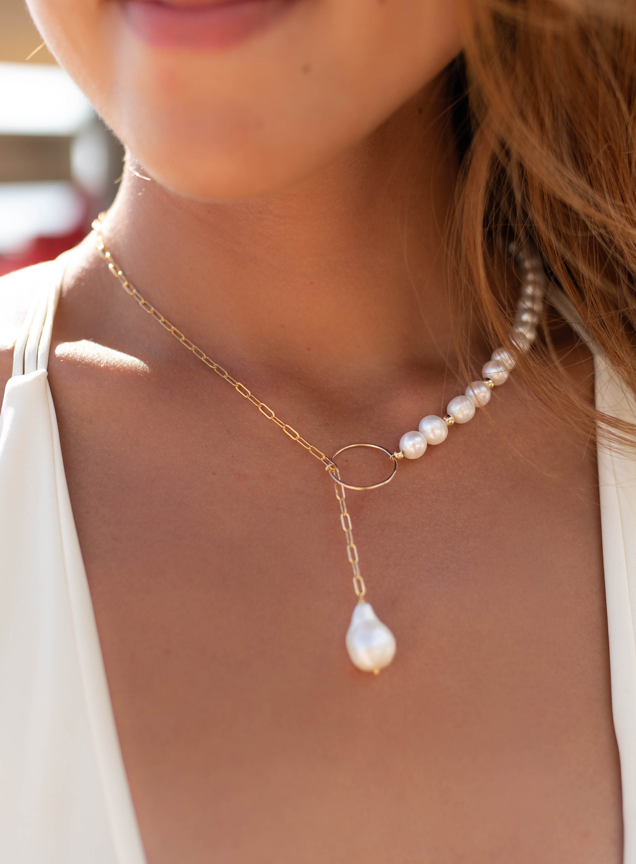 Freshwater pearl lariat best sale necklace