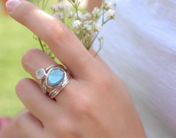 Silver Plated Ring Labradorite Moonstone Gemstones Handmade Statement  Natural Organic Gift for Her Jewelrybycilabjr074 - Etsy
