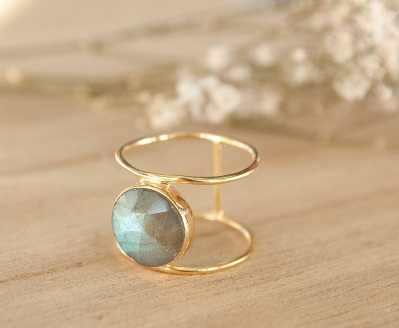 Labradorite Ring Gold Ring Statement Ring Gemstone Ring Labradorite Bridal Ring Wedding Ring Organic Ring Natural BJR004 image 3