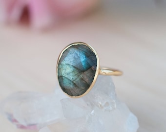 Rainbow Labradorite Ring * Gold Ring * Gemstone * Gold Plated * Statement *Bridal *Wedding * Natural * Thin *Handmade BJR066