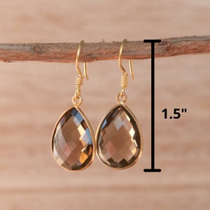 Smoky Quartz Gold vermeil Earrings Dangle Earrings Wedding Gemstone Semi Precious Stone bohemian Faceted ByCila BJE143 image 6