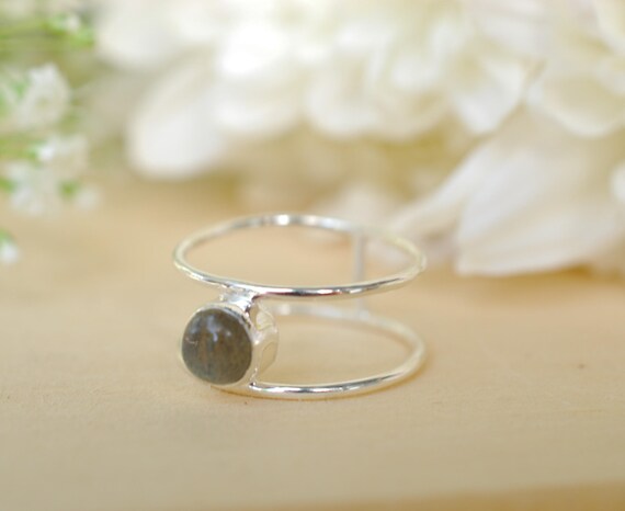 Semi Precious Gemstone Ring Guérison Cristal Argent Sterling Anneau Empilable Cadeau