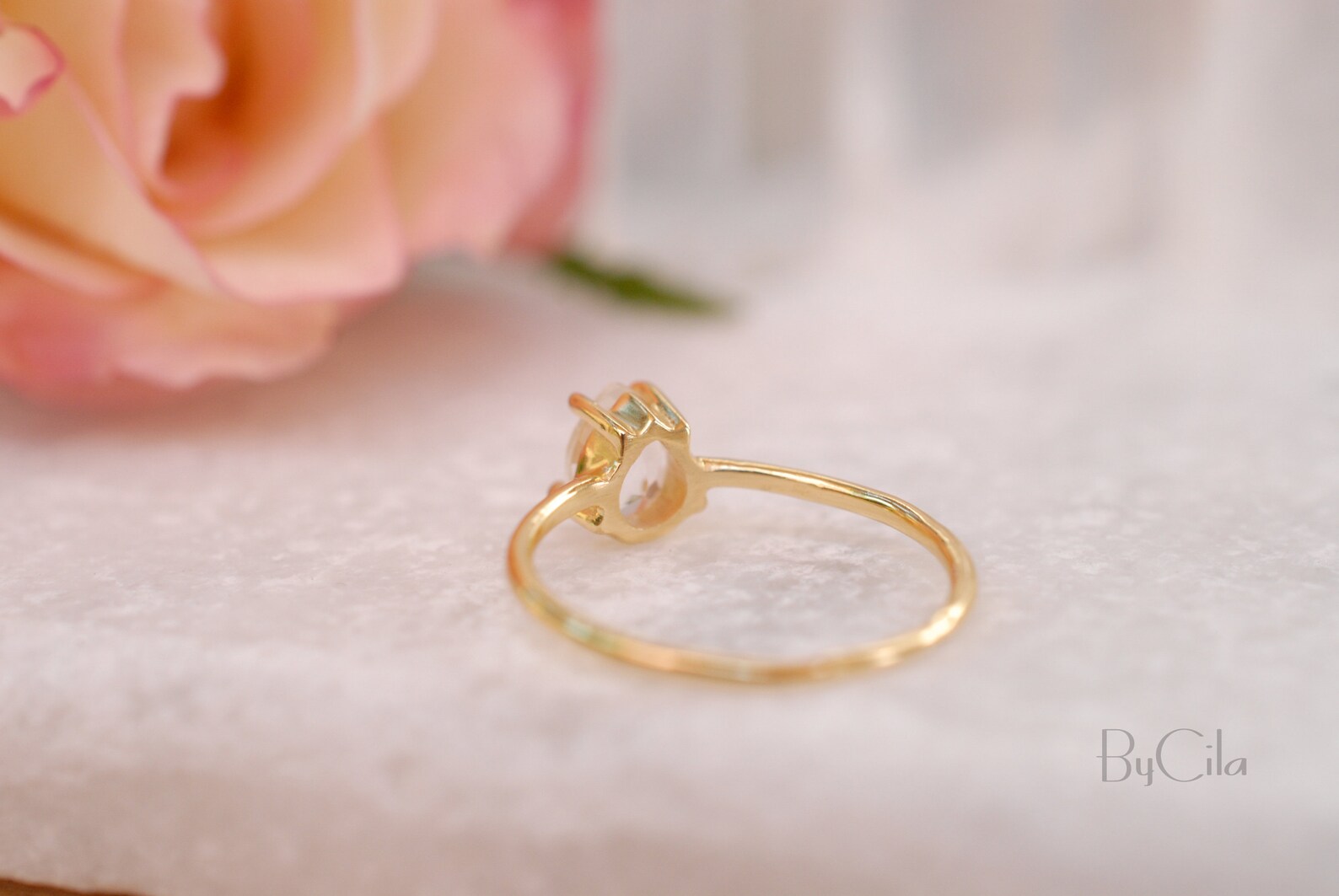 White Topaz Gold Plated Ring Wedding Engagement Handmade Etsy
