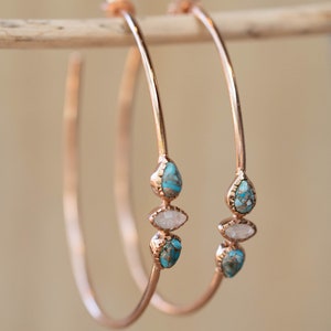 Turquoise & Moonstone Gold Plated 18k or Silver Plated or Rose Gold Plated Handmade Boho Modern ByCila Boho Modern BJE017C image 1