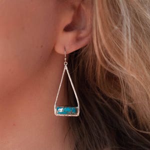 Copper Turquoise Earrings Gold Plated 18k or Silver Plated or Rose Gold Plated * Natural * Lightweight * Triangulum * Geometric * BJE002B