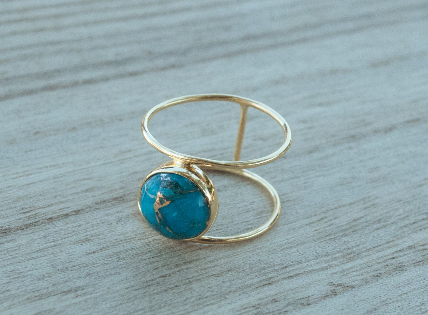 Turquoise Ringgold Ringstatement Ring gemstone Ring copper - Etsy