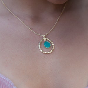 Copper turquoise Moonstone Labradorite Aqua Chalcedony Necklace Dotted chain Gold Vermeil Gemstone Hammered BJN004 image 7