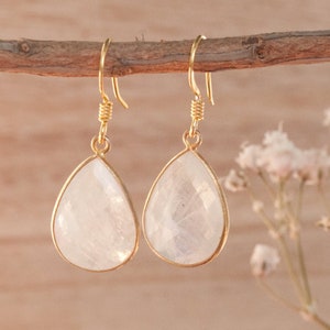 Smoky Quartz Gold vermeil Earrings Dangle Earrings Wedding Gemstone Semi Precious Stone bohemian Faceted ByCila BJE143 Moonstone