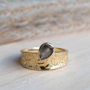 Rainbow Labradorite Ring Gold Ring Gemstone Gold Plated Statement Bridal Wedding Natural Handmade BJR291 image 1