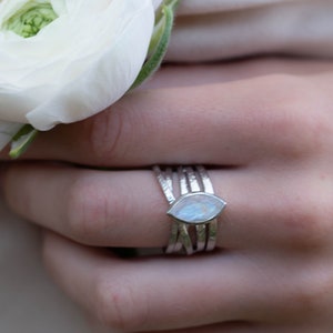 Moonstone Silver Plated Ring *  Statement Ring * Gemstone Ring * Rainbow Moonstone * Silver Ring BJR132