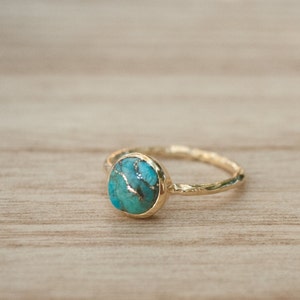 Turquoise Ring Gold Vermeil Ring Boho Ring Blue Ring Gypsy Ring Handmade Hippie Gold Ring Blue Bohemian Jewelry BJR063 image 4