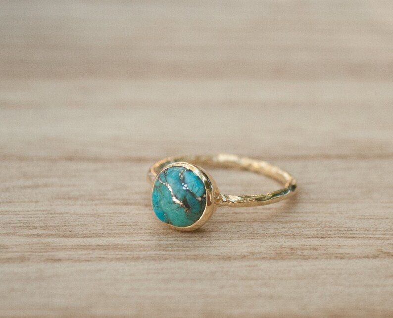 Turquoise Ring Gold Vermeil Ring Boho Ring Blue Ring Gypsy Ring Handmade Hippie Gold Ring Blue Bohemian Jewelry BJR063 image 4