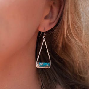 Copper Turquoise Earrings Gold Plated 18k or Silver Plated or Rose Gold Plated Natural Lightweight Triangulum Geometric BJE002C image 6