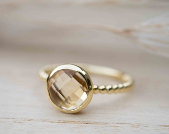 Yellow Topaz hydro Gold Plated Ring * Wedding * Engagement * Handmade * Statement * Bycila *Boho *Hippie * Bridal * Bridesmaid *BJR221