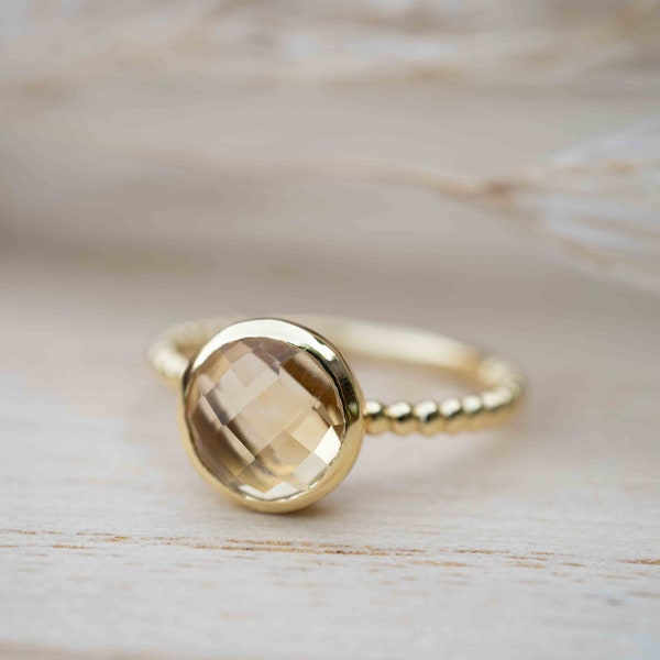 Yellow Topaz hydro Gold Plated Ring * Wedding * Engagement * Handmade * Statement * Bycila *Boho *Hippie * Bridal * Bridesmaid *BJR221