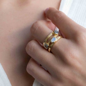 Moonstone, Labradorite & Blue Topaz hydro Ring * 18k Gold Plated Ring * Statement Ring * handmade *Adjustable * Boho BJR311