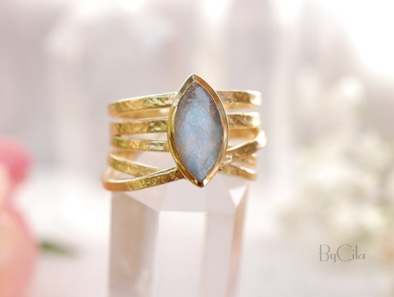 Labradorite Ring 18k Gold Plated Ring Statement Ring gemstone Ring  labradorite bridal Ring organic Ring natural BJR130 - Etsy