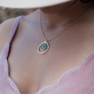 Copper turquoise Moonstone Labradorite Aqua Chalcedony Necklace Dotted chain Gold Vermeil Gemstone Hammered BJN004 Aqua Chalcedony