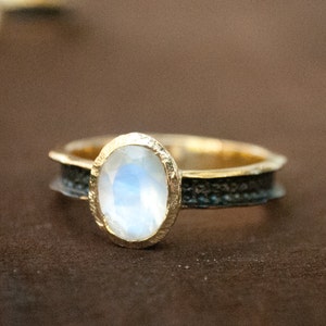 Moonstone Ring * Aqua * Statement Ring *Mix Metals Ring *Gold Ring * Boho * Jewelry * Bycila * Bohemian * BJR237