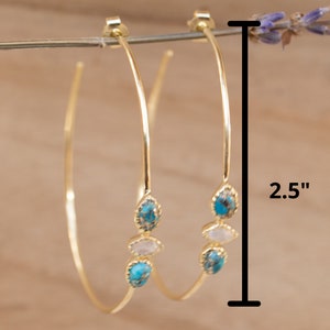 Turquoise & Moonstone Gold Plated 18k or Silver Plated or Rose Gold Plated Handmade Boho Modern ByCila Boho Modern BJE017C image 9