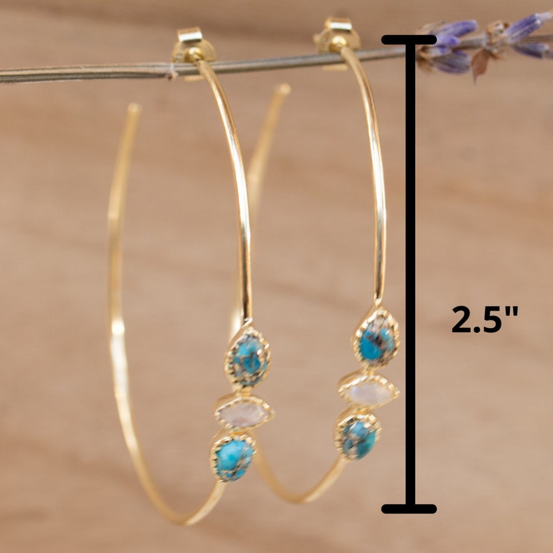 Turquoise & Moonstone Gold Plated 18k or Silver Plated or Rose Gold Plated Handmade Boho Modern ByCila Boho Modern BJE017C image 9