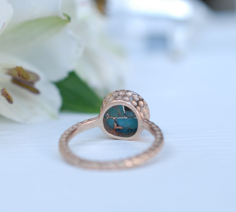 Copper Turquoise Rose Gold Ring Boho Organic handmade | Etsy