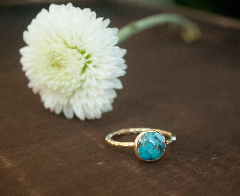 Turquoise Ring Gold Vermeil Ring Boho Ring Blue Ring Gypsy Ring Handmade Hippie Gold Ring Blue Bohemian Jewelry BJR063 image 6