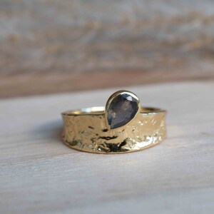 Rainbow Labradorite Ring Gold Ring Gemstone Gold Plated Statement Bridal Wedding Natural Handmade BJR291 image 6