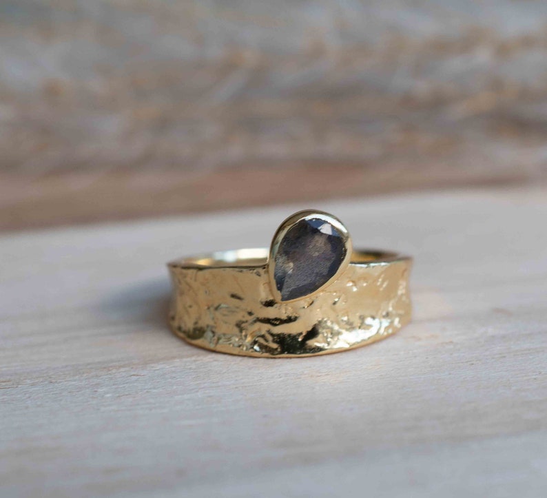 Rainbow Labradorite Ring Gold Ring Gemstone Gold Plated Statement Bridal Wedding Natural Handmade BJR291 image 6