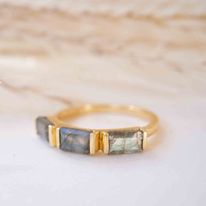 Labradorite Ring *  Stackable * Gold Plated Ring * Statement Ring *Gemstone Ring * Labradorite * Delicate Ring * Modern * BJR267