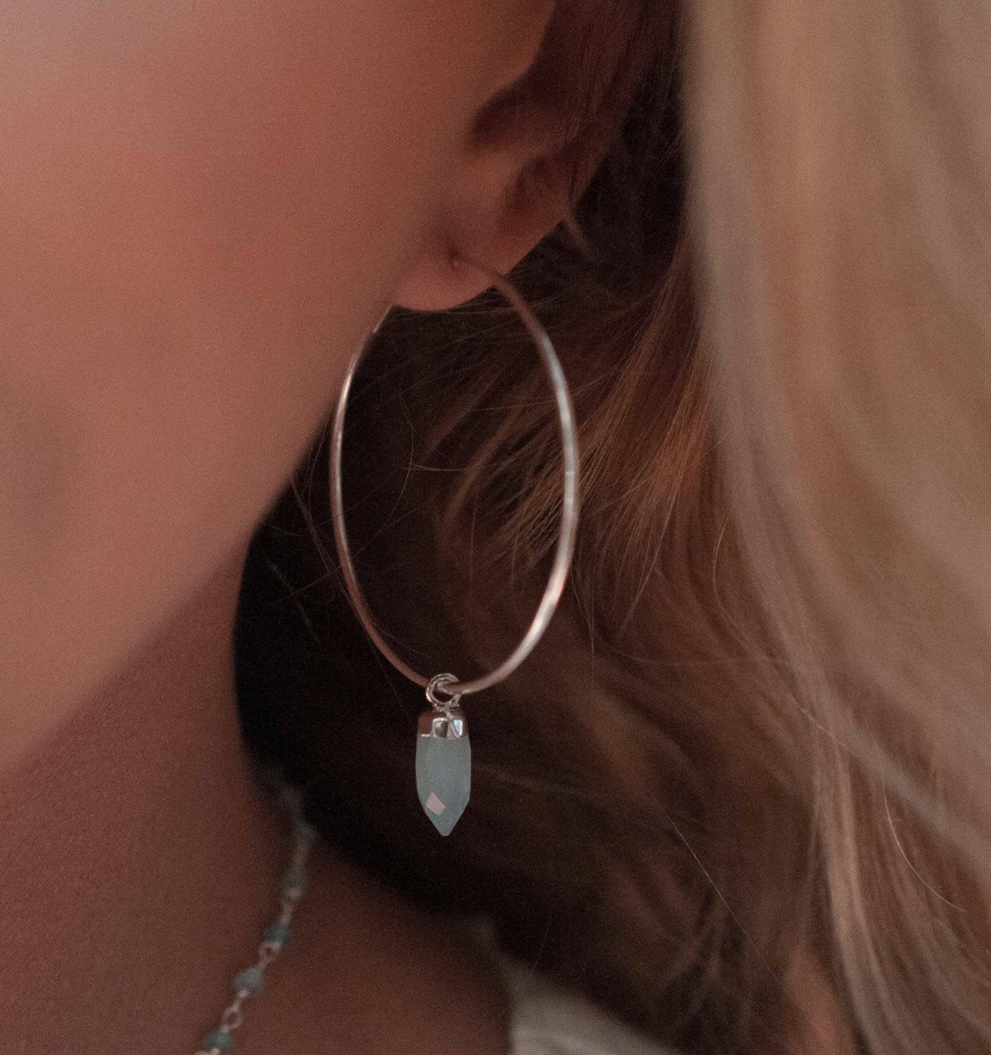 Ingrid Infinity Hoop - Small - Aqua Chalcedony – Andrea Del Bello Jewelry