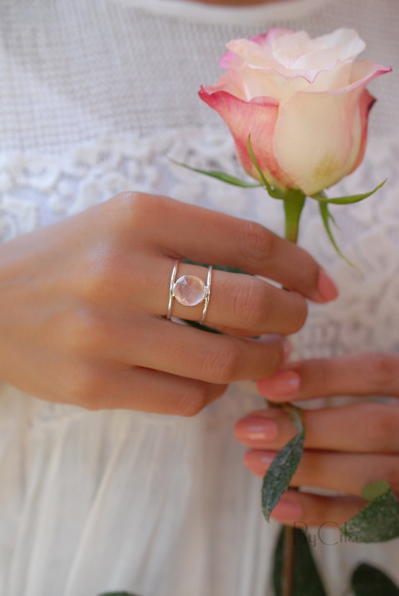 Rose Quartz Sterling Silver Ring*Silver Ring*Statement Ring*Gemstone Ring*Pink*Bridal Ring * Wedding Ring * Organic Ring * Natural * BJR014 