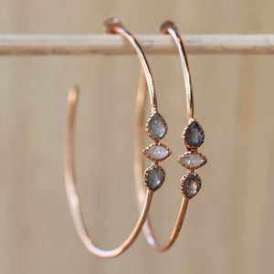 Labradorite & Moonstone Hoop Gold Plated 18k or Silver Plated or Rose ...