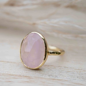 Rose Quartz Ring * 18k Gold Plated Ring * Statement Ring * Gemstone Ring * Pink * Bridal Ring * Wedding Ring *Organic Ring * Natural *BJR247