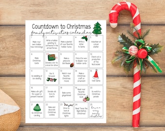 Christmas Activities Calendar for Families Printable, Kids Advent Calendar, Christmas Countdown Calendar, Family Holiday Activity Ideas