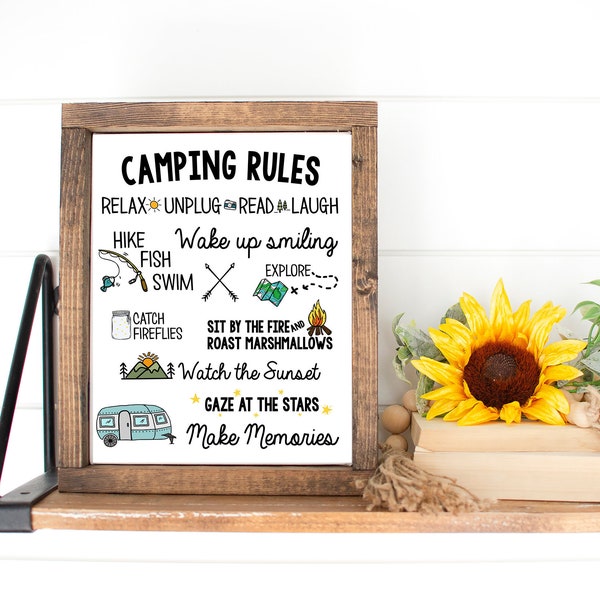 Camp Rules Sign, Camping Rules, Printable Camping Decor, RV Decor, Camper Sign, Family Camping Sign, RV Sign, Glamping