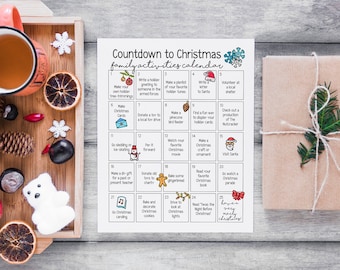 Christmas Activities Calendar for Families Printable, Kids Advent Calendar, Christmas Countdown Calendar, Family Holiday Activity Ideas